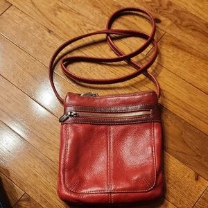 Tignanello genuine leather crossbody bag in a rich red color
